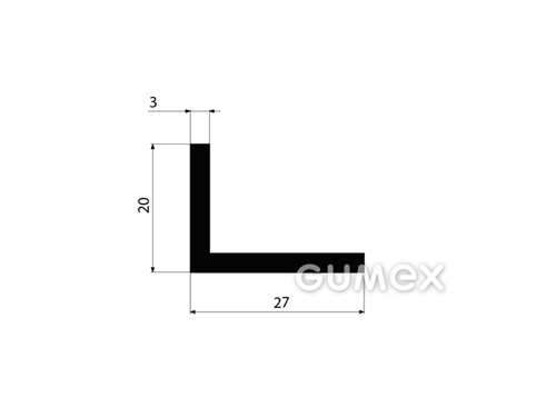 "L" Gummiprofil, 19x25/3mm, 70°ShA, EPDM, -40°C/+100°C, hellgrau, 